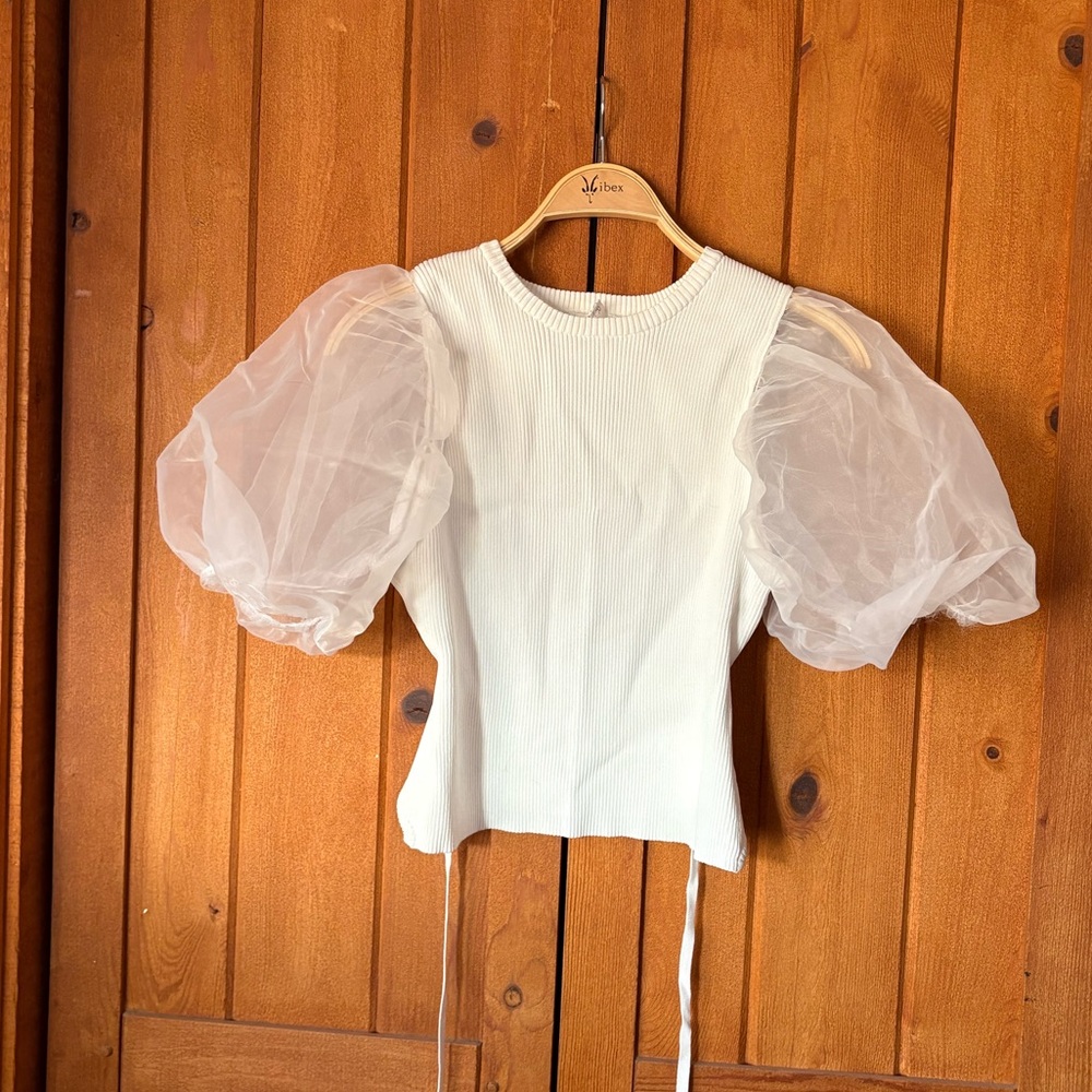Astr White Puff Sleeve Top